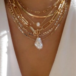 Vintage új arany színű többféle stílusú nyaklánc nőknek Boho Divatos többrétegű kristály medál nyaklánc készlet ékszer ajándékok