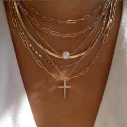 Vintage új arany színű többféle stílusú nyaklánc nőknek Boho Divatos többrétegű kristály medál nyaklánc készlet ékszer ajándékok