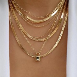 Vintage új arany színű többféle stílusú nyaklánc nőknek Boho Divatos többrétegű kristály medál nyaklánc készlet ékszer ajándékok