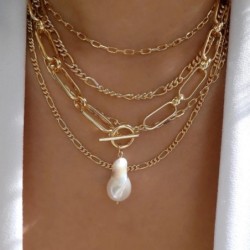 Vintage új arany színű többféle stílusú nyaklánc nőknek Boho Divatos többrétegű kristály medál nyaklánc készlet ékszer ajándékok
