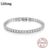 S925 Sterling ezüst karkötő cirkónia teniszlabda női divat, egyszerű eljegyzés, esküvői báj ékszer 4 mm 16-20 cm