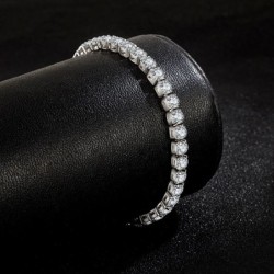 S925 Sterling ezüst karkötő cirkónia teniszlabda női divat, egyszerű eljegyzés, esküvői báj ékszer 4 mm 16-20 cm