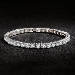 S925 Sterling ezüst karkötő cirkónia teniszlabda női divat, egyszerű eljegyzés, esküvői báj ékszer 4 mm 16-20 cm