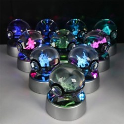 Pokemon 3D Crystal Ball Pikachu Gengar Eevee Mewtwo Anime játék Pokeball Led Night Light Base Gyerekek Születésnapi Ajándék Otth