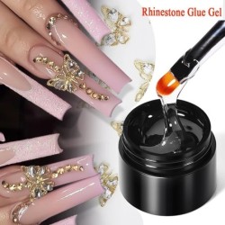 BORN PRETTY 3 DB Rhinestones Glue Gel Set Tükör körömpor körömbélelő ecsettel UV LED átlátszó ragasztógél