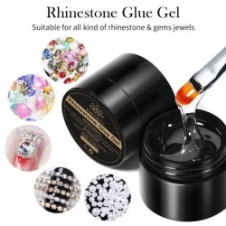 BORN PRETTY 3 DB Rhinestones Glue Gel Set Tükör körömpor körömbélelő ecsettel UV LED átlátszó ragasztógél