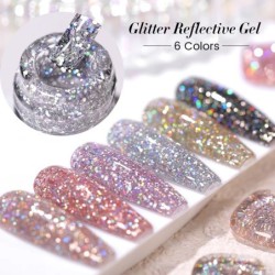 BORN PRETTY 10ml Champagne Silver Glitter fényvisszaverő körömgél lakk csillogó holografikus félig tartós UV gél körömdíszítő gé