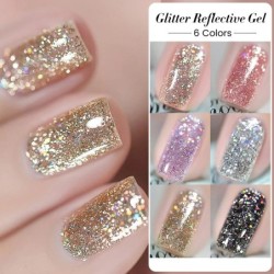 BORN PRETTY 10ml Champagne Silver Glitter fényvisszaverő körömgél lakk csillogó holografikus félig tartós UV gél körömdíszítő gé