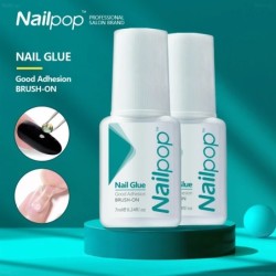 Nailpop körömragasztó hamis hegyekhez Csillogó akril Nail Art ragasztó manikűr eszköz strassz ragasztós üveg kupak ecsettel 2db