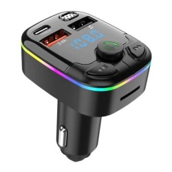Autós Bluetooth 5.0 FM adó Kettős USB 3.1A PD Type-C gyorstöltő Színes környezeti fény autós tartozékok lejátszó készlet 2024