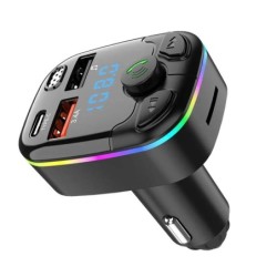 Autós Bluetooth 5.0 FM adó Kettős USB 3.1A PD Type-C gyorstöltő Színes környezeti fény autós tartozékok lejátszó készlet 2024
