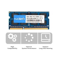 Kiváló minőségű Tecmiyo Laptop memória Ram 16GB (2X 8GB) DDR3 1600MHz PC3-12800S 2RX8 SODIMM 1.5V Non-ECC Notebook Memoria - kék