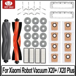 Xiaomi Robot Vacuum X20 + / X20 Plus porzsákhoz, felmosórongy tartozékokhoz, fő oldalkefe Hepa szűrő cserealkatrészei