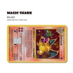 Magic Shark Pokemon kártya Pikachu Charizard Mewtwo elülső fólia borító matrica hitelkártyához, nem fakul