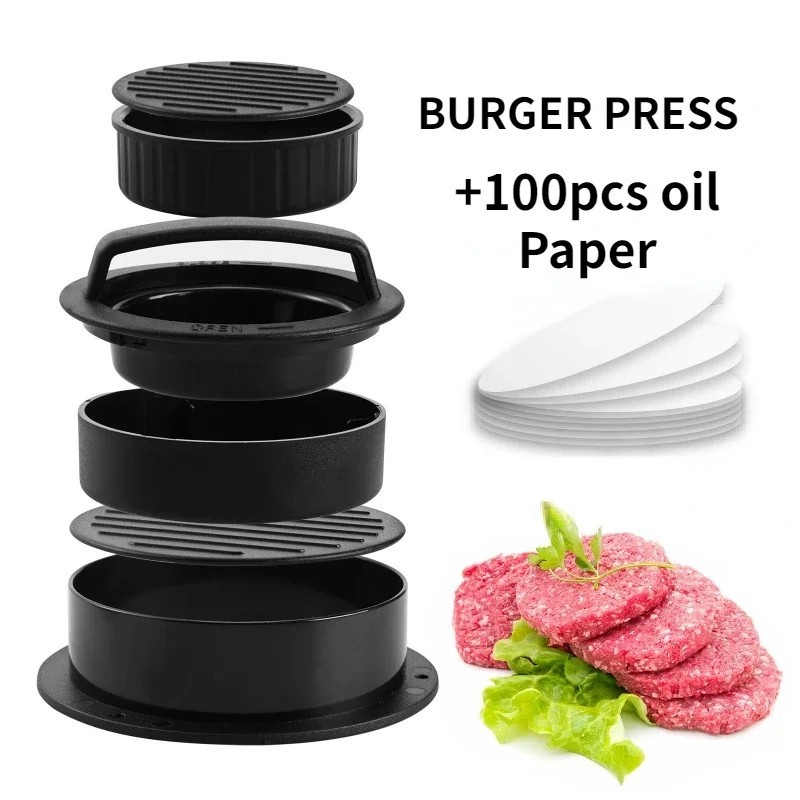 ABS Hamburger Prés Húsos Pite prés Töltött burgerforma Készítő sütőpapíros béléssel Pogácsás tészta Szerszámok Grill Konyhai Kie ABS Hamburger Prés Húsos Pite prés Töltött burgerforma Készítő sütőpapíros béléssel Pogácsás tészta Szerszámok Grill Konyhai Kie