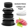 ABS Hamburger Prés Húsos Pite prés Töltött burgerforma Készítő sütőpapíros béléssel Pogácsás tészta Szerszámok Grill Konyhai Kie
