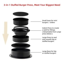 ABS Hamburger Prés Húsos Pite prés Töltött burgerforma Készítő sütőpapíros béléssel Pogácsás tészta Szerszámok Grill Konyhai Kie