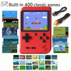 Egy piros Retro Classic Games gyermek kézi kis játékkonzol több száz játék töltésével, amely a tévéhez csatlakoztatható.