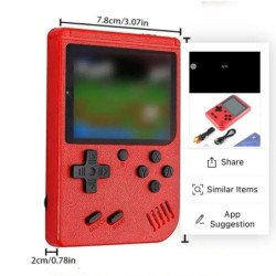 Egy piros Retro Classic Games gyermek kézi kis játékkonzol több száz játék töltésével, amely a tévéhez csatlakoztatható.