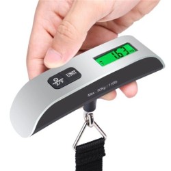 Hordozható mérleg digitális LCD kijelzővel 110lb/50kg elektronikus poggyászakasztó bőrönd utazómérleg poggyásztáska súlykiegyens