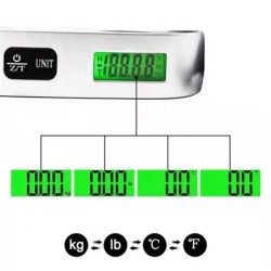Hordozható mérleg digitális LCD kijelzővel 110lb/50kg elektronikus poggyászakasztó bőrönd utazómérleg poggyásztáska súlykiegyens