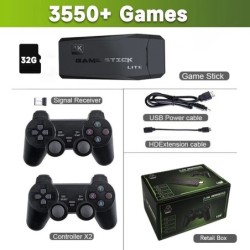 Video Game Stick Lite 4K HD videojáték-konzol M8 64 GB-os dupla vezeték nélküli vezérlő 10000 retró játékhoz, gyerek karácsonyi 
