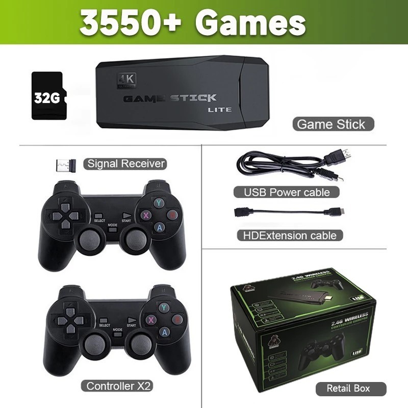 Video Game Stick Lite 4K HD videojáték-konzol M8 64 GB-os dupla vezeték nélküli vezérlő 10000 retró játékhoz, gyerek karácsonyi Video Game Stick Lite 4K HD videojáték-konzol M8 64 GB-os dupla vezeték nélküli vezérlő 10000 retró játékhoz, gyerek karácsonyi