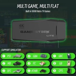 Video Game Stick Lite 4K HD videojáték-konzol M8 64 GB-os dupla vezeték nélküli vezérlő 10000 retró játékhoz, gyerek karácsonyi 