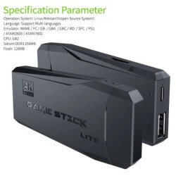 Video Game Stick Lite 4K HD videojáték-konzol M8 64 GB-os dupla vezeték nélküli vezérlő 10000 retró játékhoz, gyerek karácsonyi 