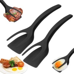 Új 2 az 1-ben markolatú lapos spatula fogó tojáslapát spatula nejlon tapadásmentes bevonat palacsinta hal francia pirítós omlett