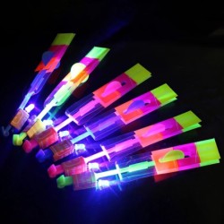 10 db kültéri ragyogó rakéta vaku LED fény éjszakai gyerekeknek világító slingshot játékok ragyogó slingshot rugalmas helikopter