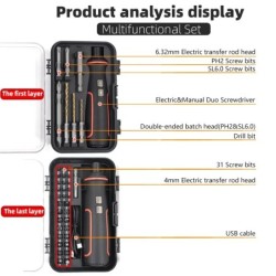 Maizhe USB újratölthető 3,6 V-os elektromos csavarhúzó LED fénnyel, akkus mini elektromos kéziszerszámok többcélú barkácsoláshoz