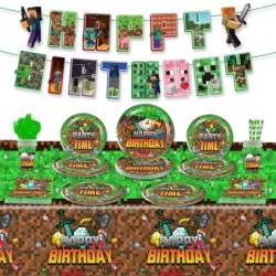 Rajzfilm bányász kézművesség Pixel étkészlet szett téma születésnapi parti dekoráció csésze tányér szalvéta torta terítő party g