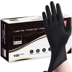 Nitril eldobható kesztyűk, fekete, 20/50/100 db, latex púdermentes kesztyűk, ipari minőségű, főző-, munka-, tisztító-, hajfestő 