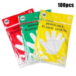 100 db-os eldobható kesztyű, műanyag kesztyű, átlátszó, környezetbarát tisztítókesztyű barkácsoláshoz, főzéshez, konyhai kiegész