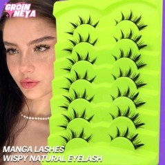 GROINNEYA Manga Lashes 5/7 pár szempilla 3D természetes műszempilla Bolyhos Soft Cross Wispy természetes szempilla hosszabbító s