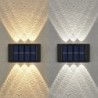 6 LED-es napelemes lámpák, kültéri hangulatú fali lámpa, fel és le fényvezérlés kerti udvarra, utcai erkélyre és teraszra, kempi