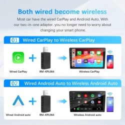 2 az 1-ben vezetékes-vezeték nélküli CarPlay Android Auto adapter OEM autórádióhoz USB Plug and Play funkcióval