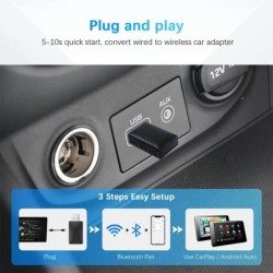 2 az 1-ben vezetékes-vezeték nélküli CarPlay Android Auto adapter OEM autórádióhoz USB Plug and Play funkcióval