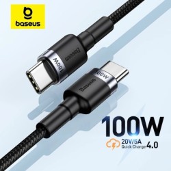 Baseus USB Type-C - USB C kábel iPhone 15-höz 100W/5A PD gyorstöltő kábel Macbookhoz Xiaomi Samsung Type-C kábel