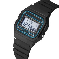 Sport LED-es digitális Férfi karóra Egyszerű, kis négyzet alakú számlapú elektronikus óra Szilikon pánt Divat Alkalmi férfi óra 