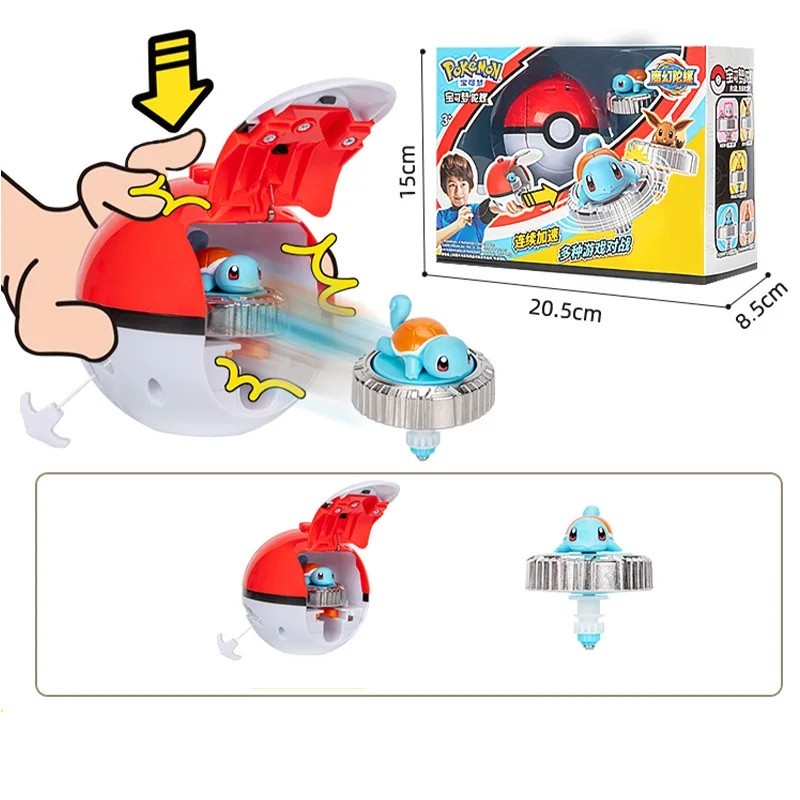 Pokémon Elf forgócsiga Gyro golyó akciófigura Pikachu Charmander Squirtle Mew Eevee indító gyerek csatajáték játékkészlet
