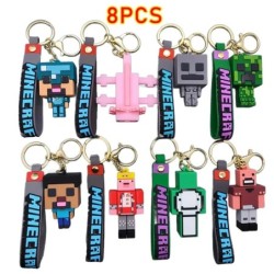 Játék Minecraft figura modelljátékok Pixel kulcstartó Az én világom rajzfilm kúszónövény baba szilikon medál kulcstartó autós há