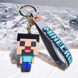 Játék Minecraft figura modelljátékok Pixel kulcstartó Az én világom rajzfilm kúszónövény baba szilikon medál kulcstartó autós há