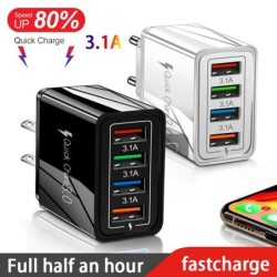 4 portos USB töltő EU/US csatlakozó 3A gyors töltő adapter iPhone Samsung Xiaomi Oppo mobiltelefon fali gyors töltés 3.0 töltő
