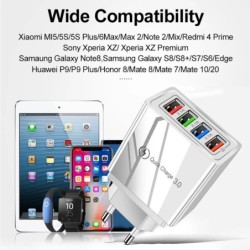 4 portos USB töltő EU/US csatlakozó 3A gyors töltő adapter iPhone Samsung Xiaomi Oppo mobiltelefon fali gyors töltés 3.0 töltő