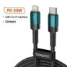 Toocki USB-C típusú kábel, gyors töltés, USB-C töltőkábel iPhone 15 14 13 12 11 Huawei P40 P30 Realme Oppo Oneplushoz, 1m 2m