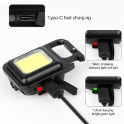 Mini LED zseblámpa kulcstartó multifunkcionális hordozható COB kempinglámpák USB töltő munkalámpák kültéri horgásztúra lámpák