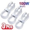 3 db 100 W-os 6A-os USB C típusú USB kábel, szupergyors töltővonal Xiaomi, Samsung, Huawei, Honor készülékekhez, gyors töltő USB