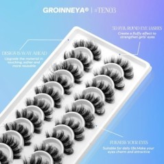 GROINNEYA 5/10 pár 3D Mink Lashes Faux Mink bolyhos szempilla Soft Full Thick Wispy Eyelash drámai műszempilla smink